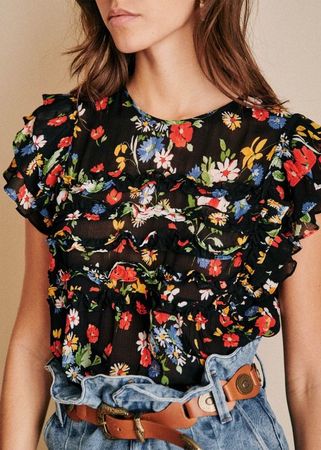 Sézane Blumen Top - Gr. 38