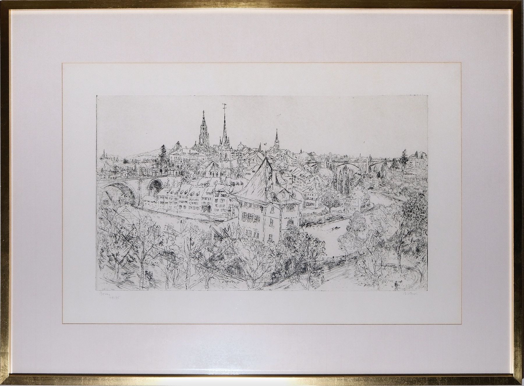 Arts picturaux & lithographies: Stadt Bern: nummerierte Lithographie – D'occasion à Binningen par LukasRicardo