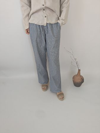 Leichte Baumwollhose Sommer Gr. 36 Streifen BlauWeiss