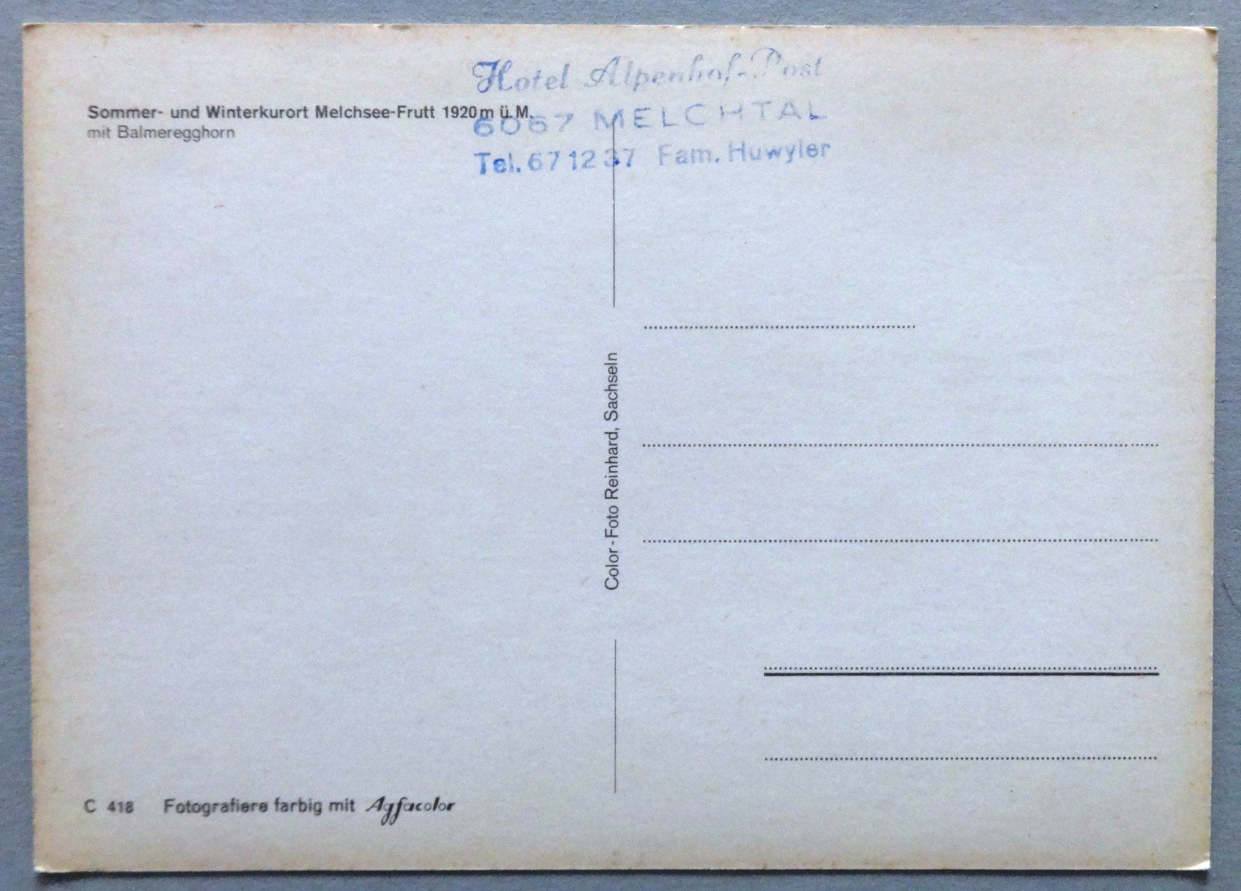 Cartes postales: Melchsee-Frutt 1920 m ü.M. – D'occasion à Fétigny par Billy2miny 1