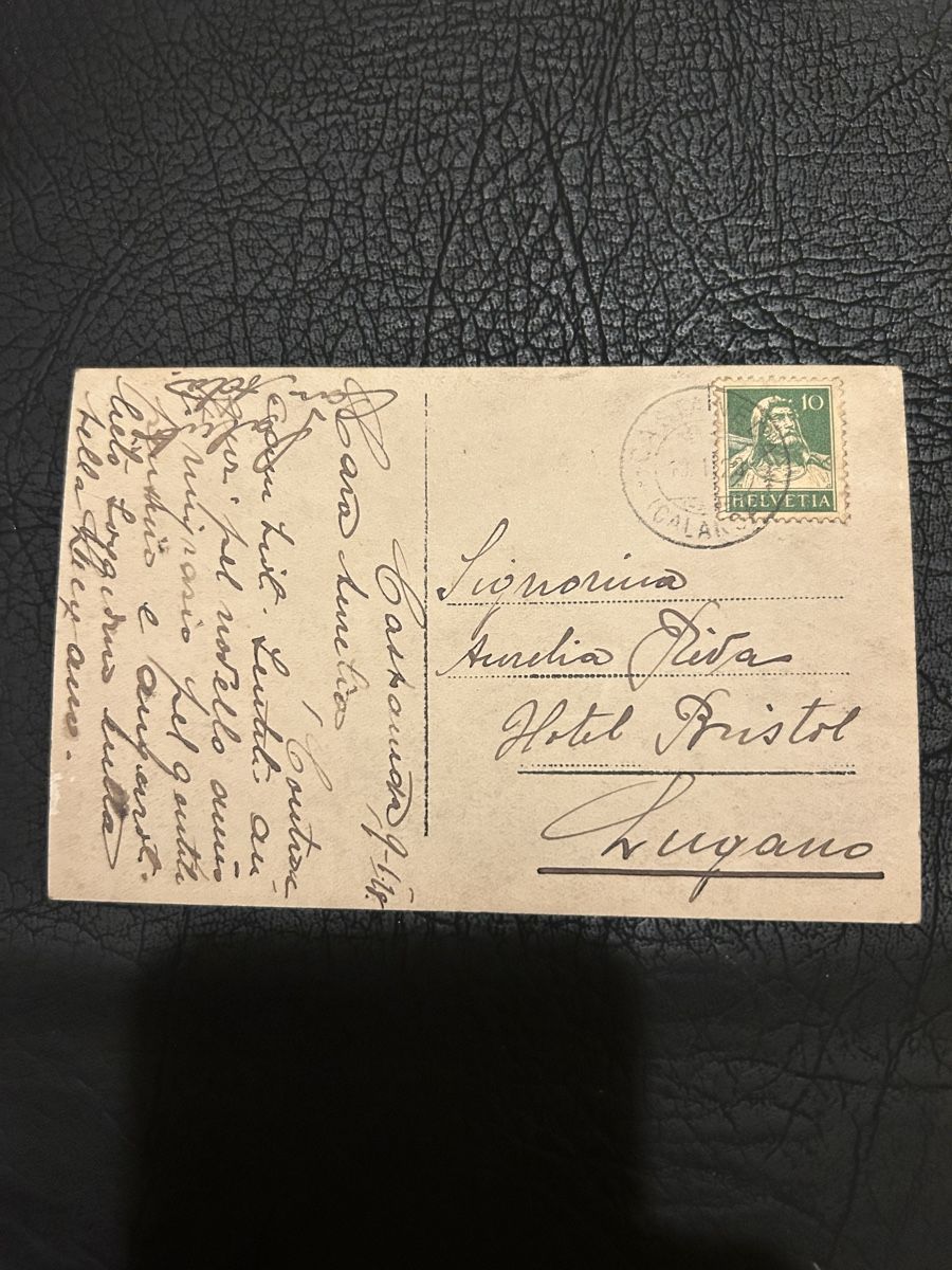 Ansichtskarten: Roveredo col Sasso Castello 1928 – Gebraucht aus Breganzona von Milesbo 1