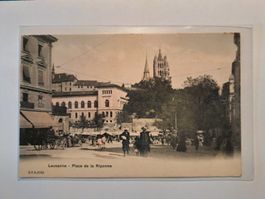 Ancienne CP de Lausanne  - Place de la Riponne 1900