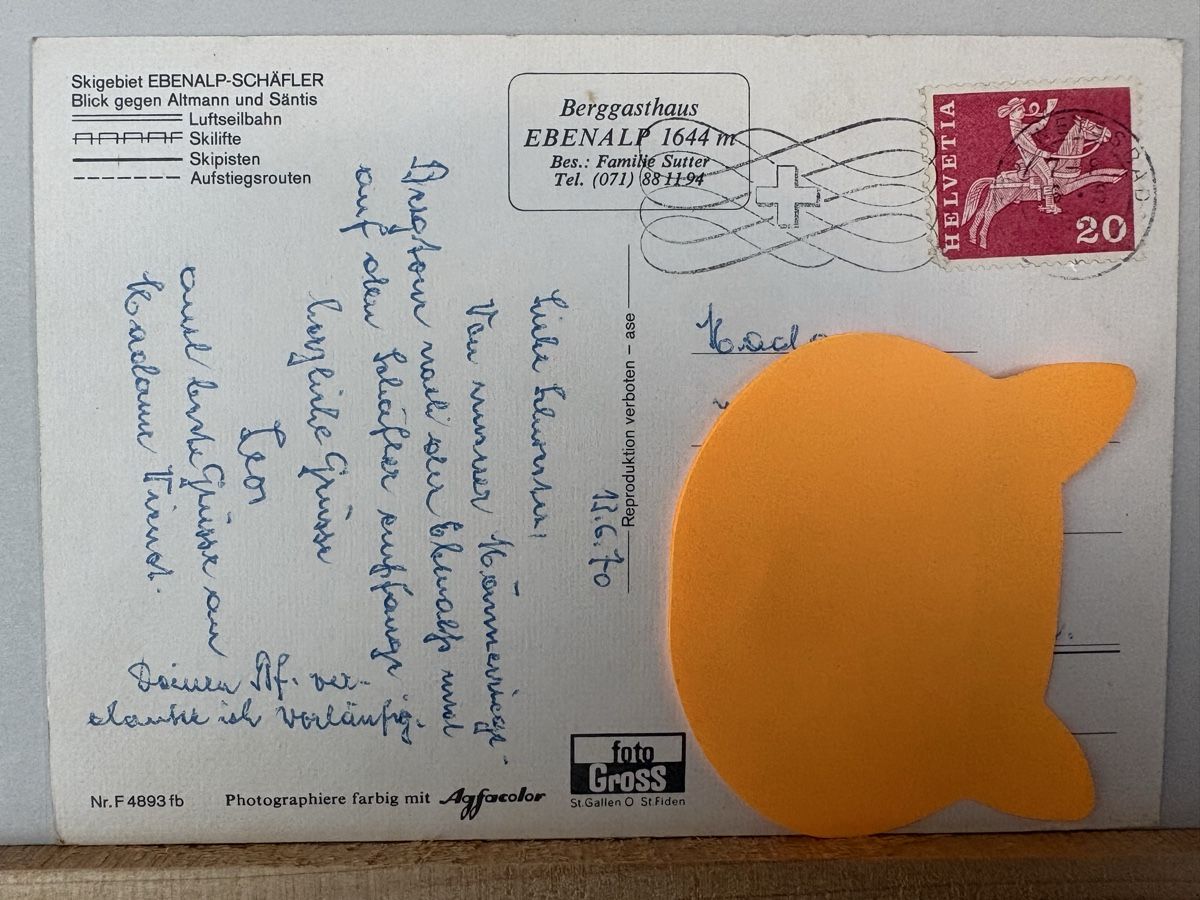 Ansichtskarten: AK von Ebenalp Schäfler Skigebiet – Gebraucht aus Rümlang von Kartenpost1 1