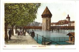 Luzern - Stadt - Wasserturm - Kapellbrücke - Reuss um 1900