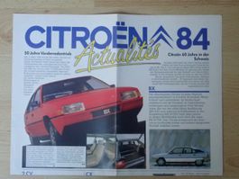 Citroen Actualités - BX, CX, 2CV - Prospekt CH 1984 - U029