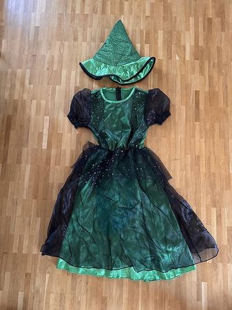 Hexen Kostüm grün/schwarz 128