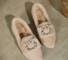 MUST HAVE - stilvolle Teddy Damenschuhe mit Ziersteinen, 39