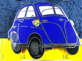 BMW ISETTA AUTO PIN GROSSS 35x30mm ENAMEL MIT SECURITY-CLIP