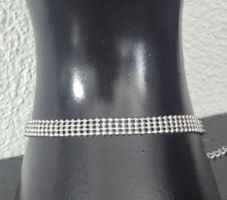Bracciale Argentato Con Perline Triplo Filo Regolabile Nuovo