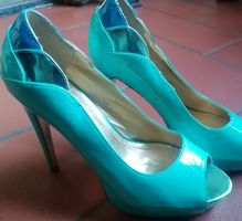 Stylische Plateau High Heels Türkis Gr. 41