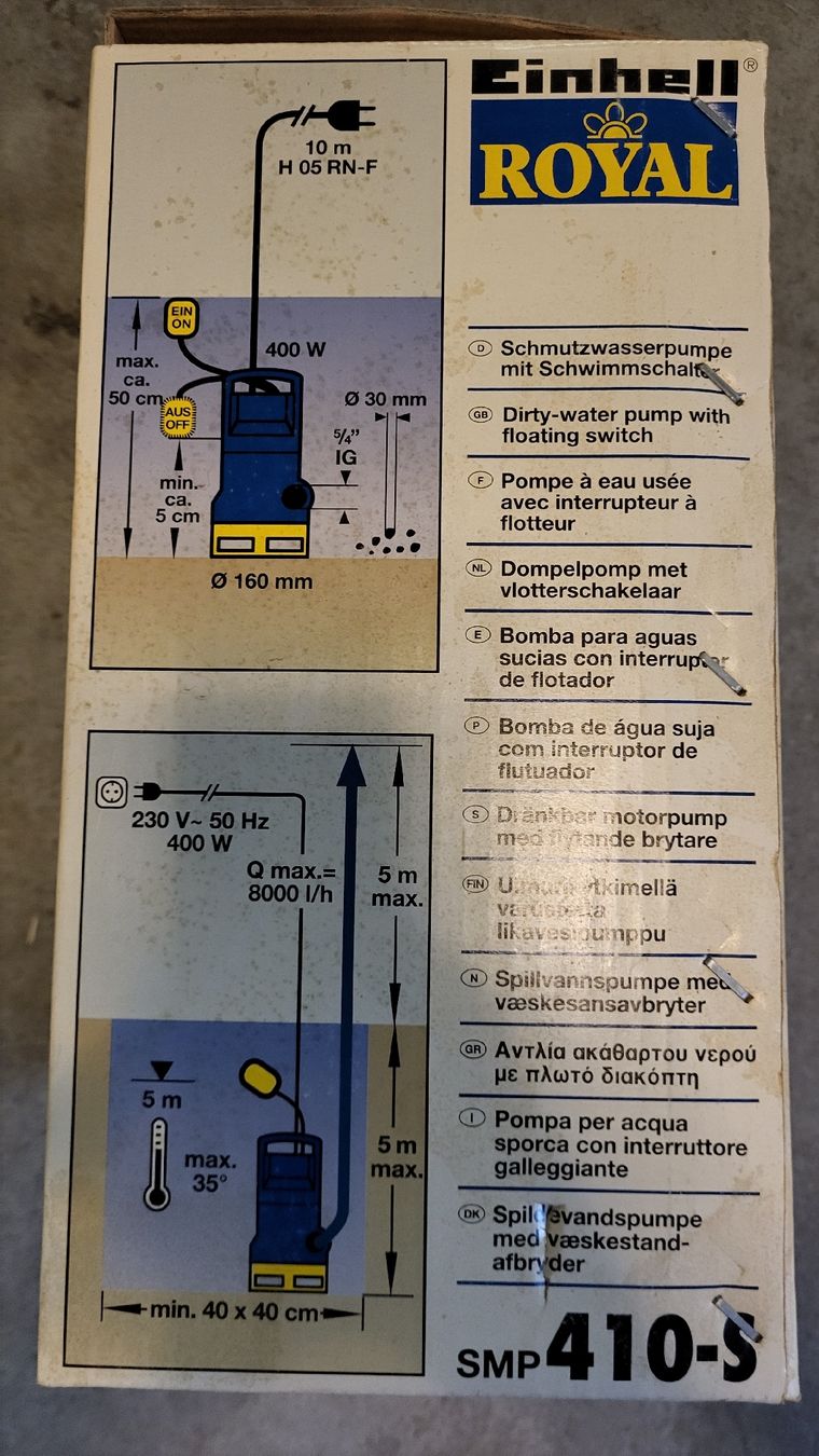 Einhell Pumpen & Teile: Schmutzwasserpumpe Einhell ROYAL SMP 410-S – Neu (gemäss Beschreibung) aus Obergösgen von Tatzelwurm 1