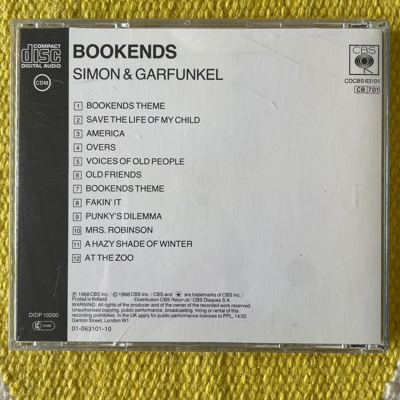 CDs: SIMON&GARFUNKEL-BOOKENDS68 – D'occasion à Rorschacherberg par CD-Roli 1
