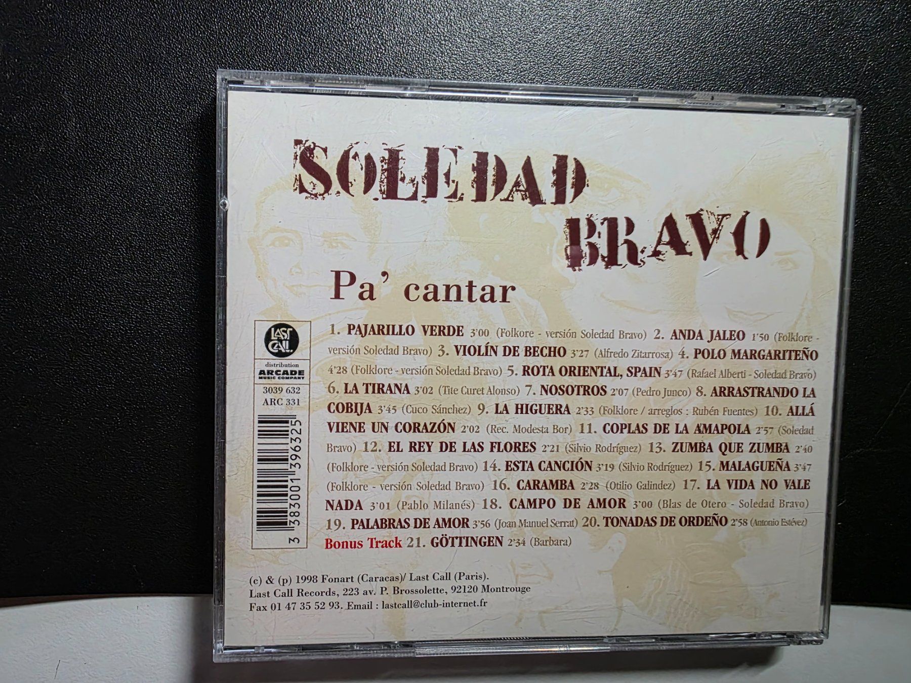 CD: CD - Soledad Bravo - Pa' Cantar - 1998 – Usato da Walterswil BE venduto da Lonitti 1