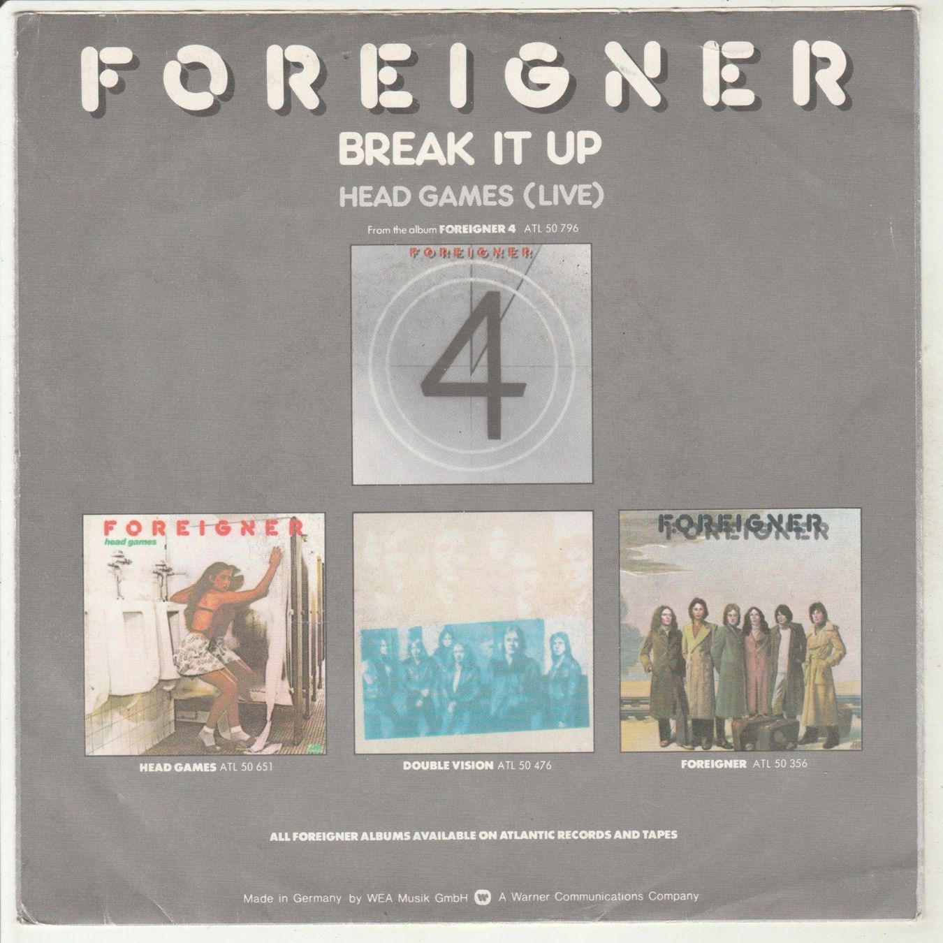 Dischi in vinile: Foreigner - Break it up 7" Vinyl 1981 – Usato da Tübach venduto da JamesStone 1