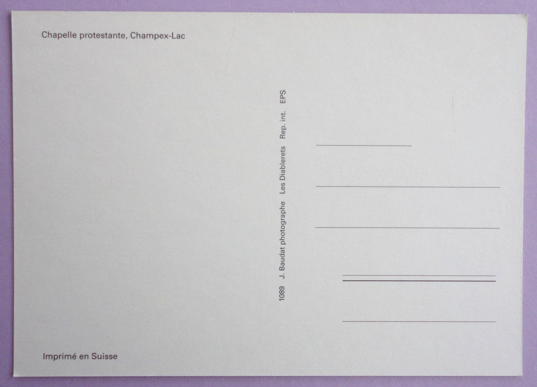 Cartoline postali: Chapelle protestante, Champex-Lac – Usato da Fétigny venduto da Billy2miny 1