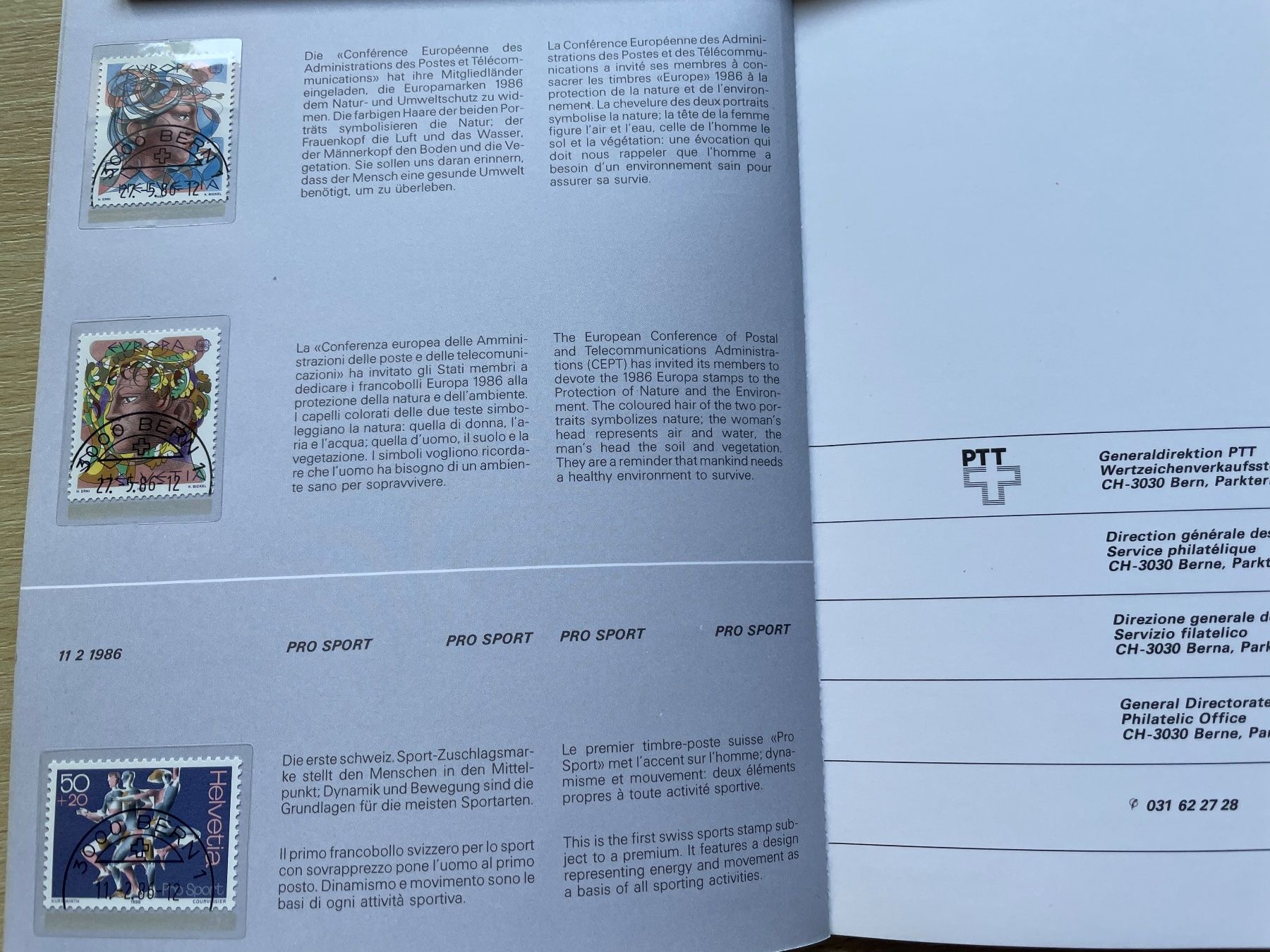 Tutti i francobolli: Carnet timb. 1986, prix poste 23- SBK 57.- – Usato da Sonceboz-Sombeval venduto da Comment2 2