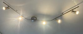 2 Ceiling Lights, Nickel: 6 Flex Arms + 6-Spot Bar, Working