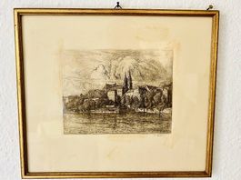 Antiker Kunstdruck im Rahmen