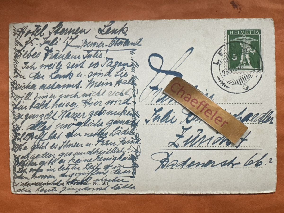 Cartoline postali: 1917 Lenk mit Wildstrubel - Selten! – Usato da Zürich venduto da Chaeffeler 1