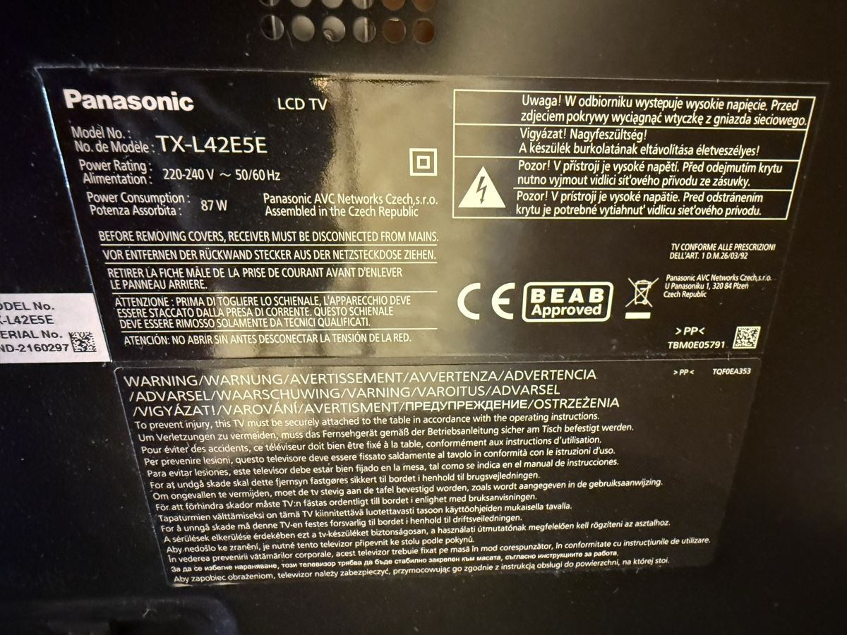 Panasonic Televisori: Smart Tv Panasonic LCD TV TX-L42E5E – Usato da Felben-Wellhausen venduto da Pekinho 1