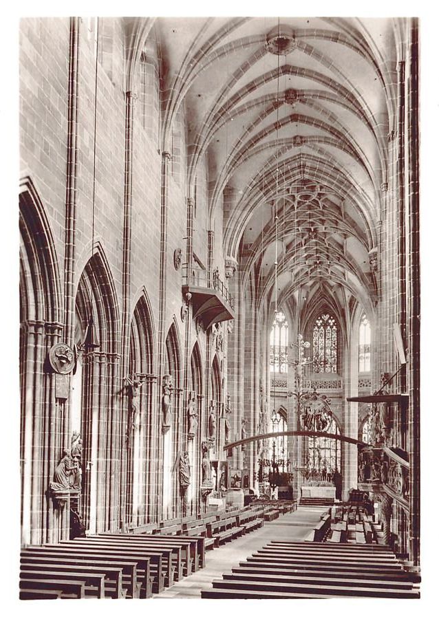 Cartoline postali: Nürnberg, St. Lorenz, Inneres, um 1955 – Usato da Frauenfeld venduto da POML