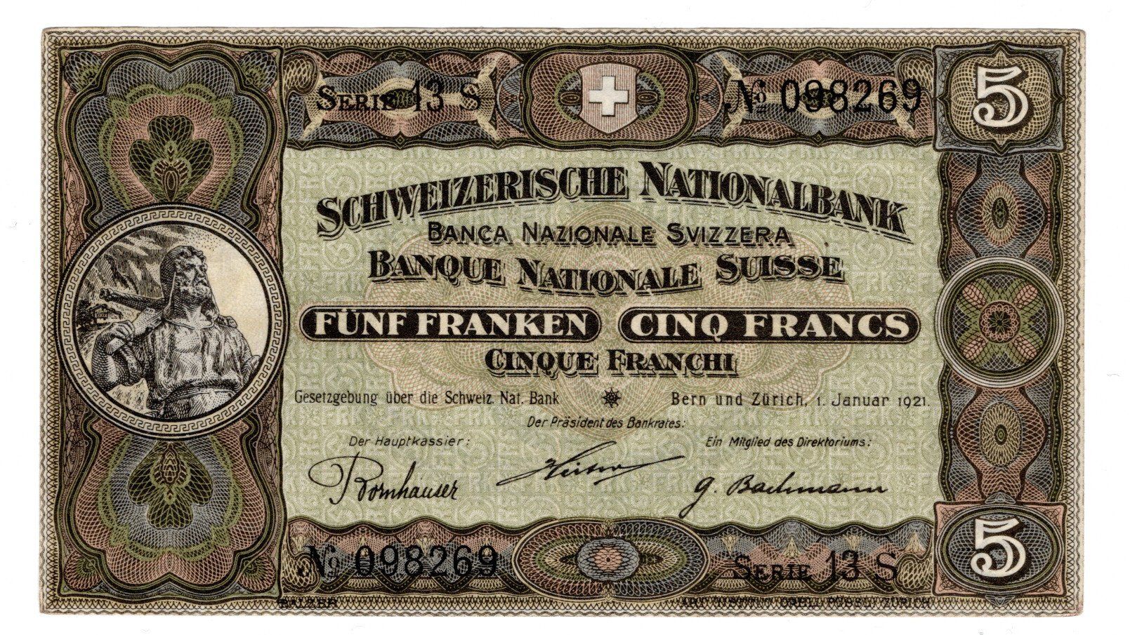 Banconote: Note 5 FR 1921 Super Erhaltung – Usato da Bure venduto da chap981