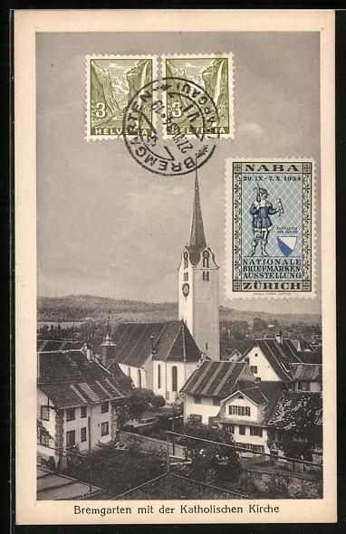 Cartes postales: Bremgarten /AG, Teilansicht mit der Kath – D'occasion à Berlin par bartko-reher