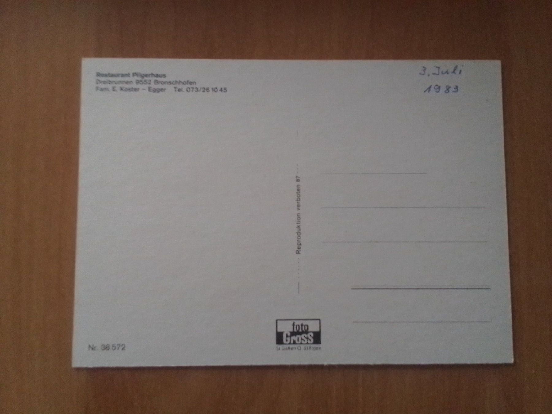 Cartoline postali: Bronschhofen Restaurant Pilgerhaus – Usato da Küttigen venduto da Melisch1000 1