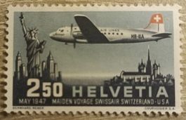 Sello Suiza 1947 correo aéreo