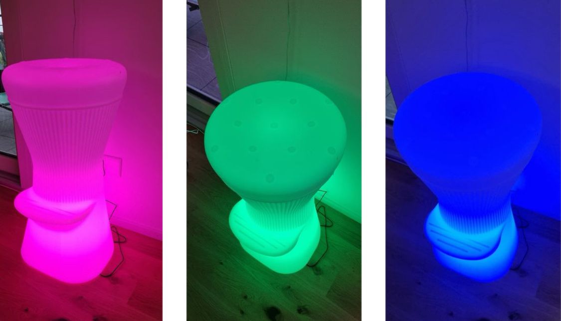 Hocker: 3 Barhocker mit LED Farbwechsel - Stimmungsvoll! – Gebraucht aus Seelisberg von bossheart
