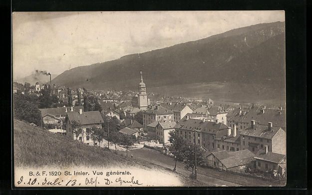 Cartoline postali: AK St. Imier, Vue generale, 1913 – Usato da Berlin venduto da bartko-reher
