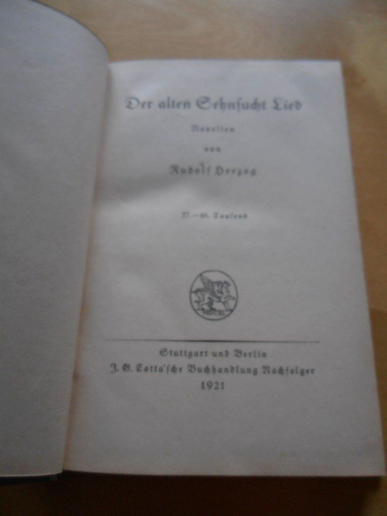 Bücher: Rudolf Herzog - Der alten Sehnsucht Lied – Gebraucht aus Zürich von rudirentier 1
