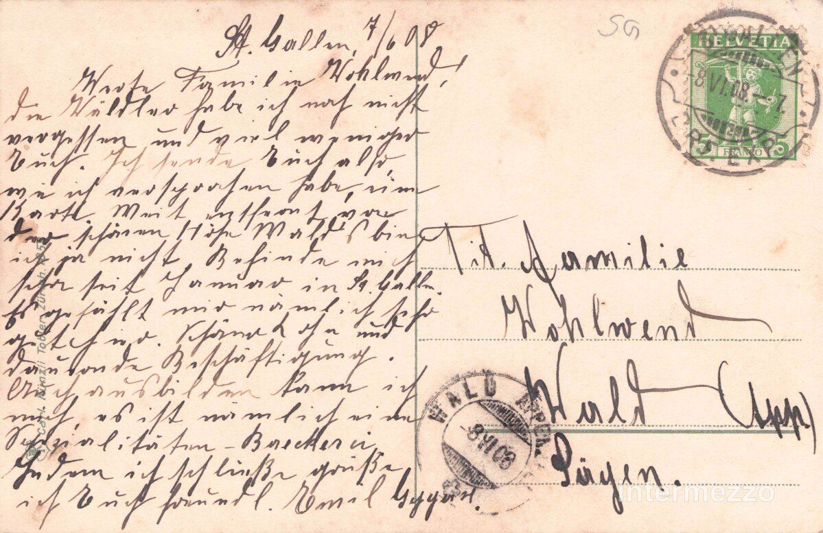 Ansichtskarten: St. Gallen SG // 1908 Altstadt Denkmäler – Gebraucht aus Basel von intermezzo12 1
