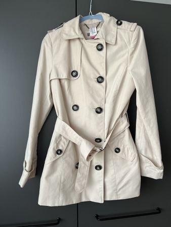 Montego Trenchcoat Damen Gr. 34 – Beige/Creme, kaum getragen