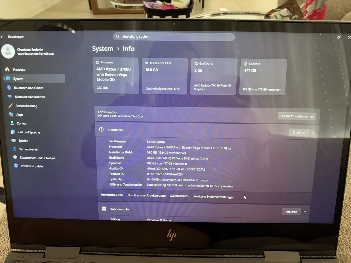 Hewlett Packard Notebook: HP Envy Laptop dunkelgrau mit Stift – Usato da Marly venduto da lot_s7fx 6