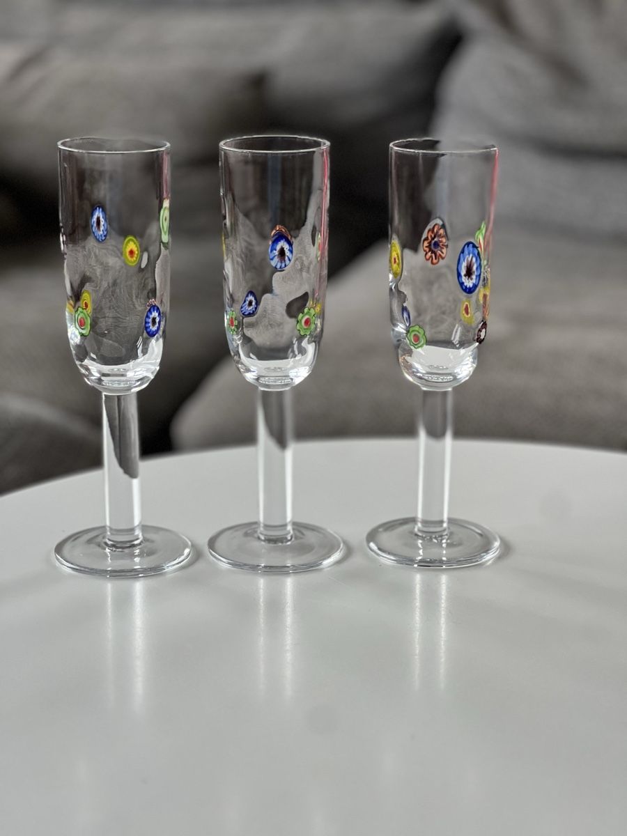 Murano Bicchieri: Set mit 3 Leonardo Millefiori Champagnergläsern – Usato da Uerikon venduto da Saffagirl 6