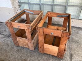 2 Vintage Bier Kisten alte Holzkiste Deko 34x25cm