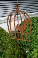 Rost: Vogelkäfig Gartendeko mit Vogel Stecker Neu