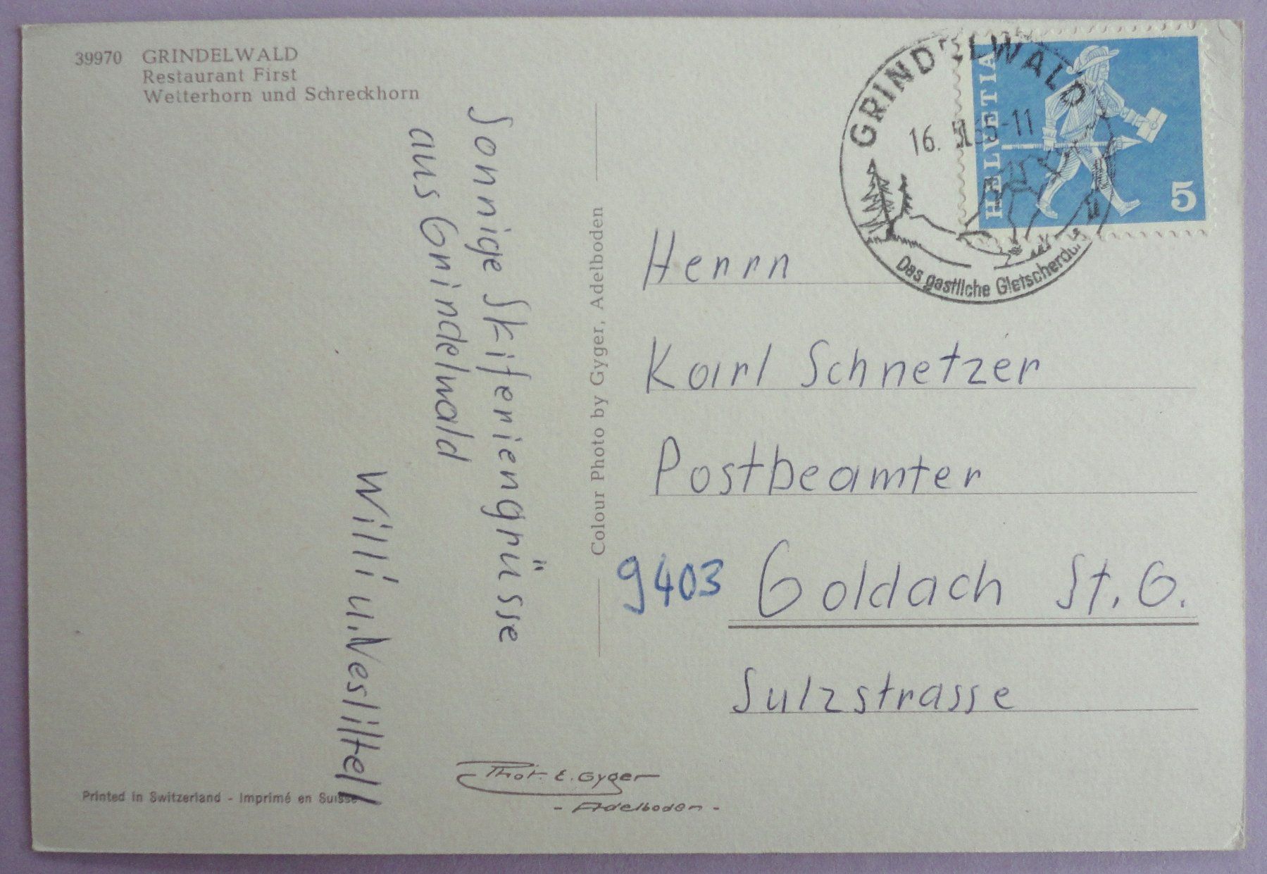 Cartoline postali: Grindelwald, Bergrestaurant First – Usato da Fétigny venduto da Billy2miny 1