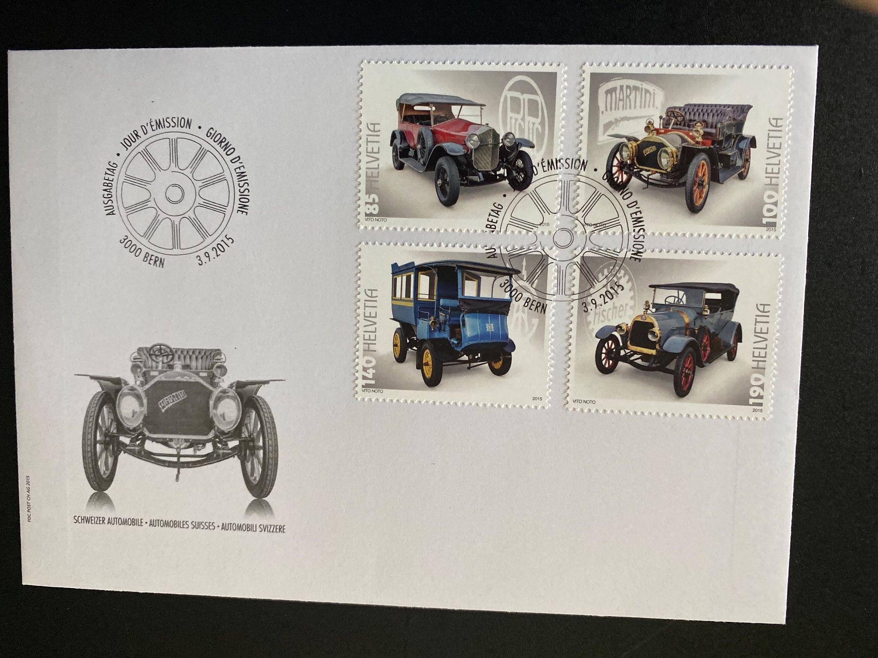Alle Briefmarken: 2015 Erstagsbrief Schweizer Automobile ZN 1556 - 1559 – Neu (gemäss Beschreibung) aus Niederrohrdorf von leni29