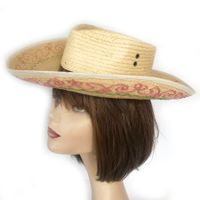 Hut Strohhut Cowboyhut mit Stickerei verziert VINTAGE 1960s