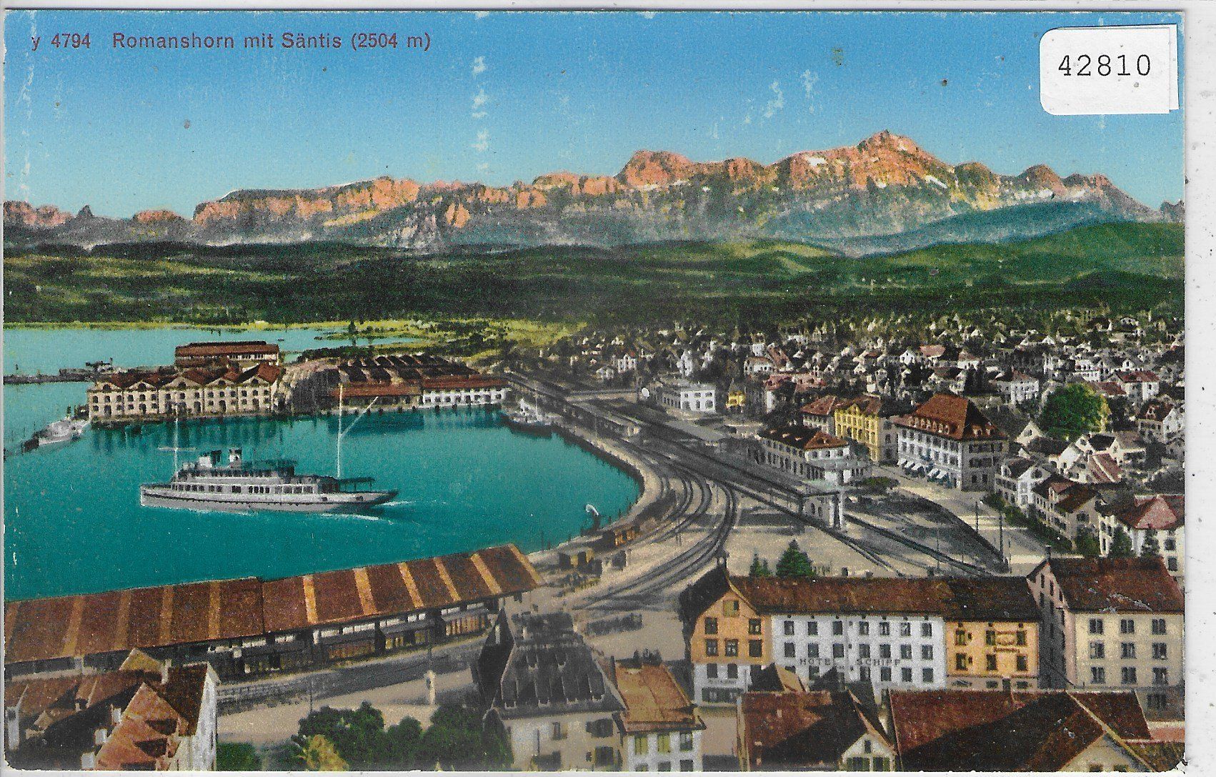 Cartoline postali: Romanshorn - Hafen & Bahnhof - Litho – Difettoso da Ettingen venduto da Kartenplanet