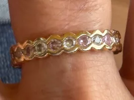 Luxus Elegante gr.18/8 Ring Zirkonia Memoire Goldfarben