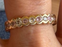 Luxus Elegante gr.19/9 Ring Zirkonia Memoire Goldfarben