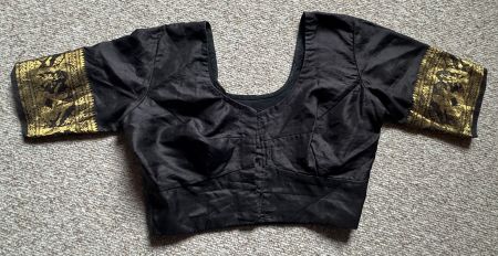 Sari Seidenbluse mit Kama Sutra Gold Stickerei Südindien