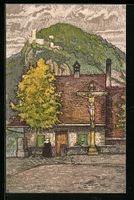 Baden, Kirchplatz mit Burg Schartenfels