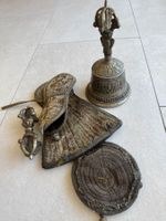 TIBETAN BUDDHIST GLOCKE & DORJE SET MIT HÜLLE AUS BROKAT