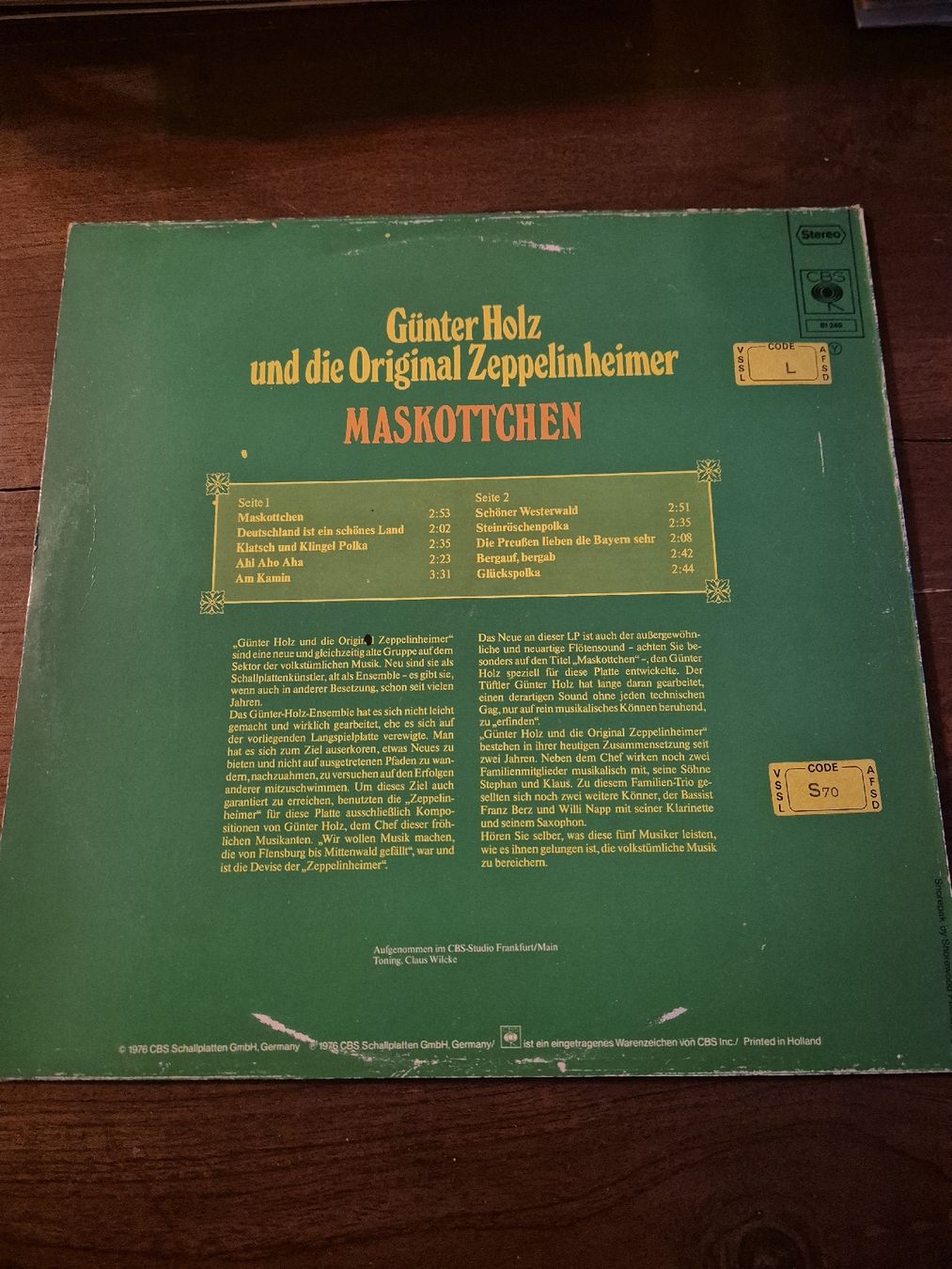 Dischi in vinile: Günter Holz - Maskottchen LP Original Zeppelinheimer – Usato da Grandval venduto da JeroenK 1