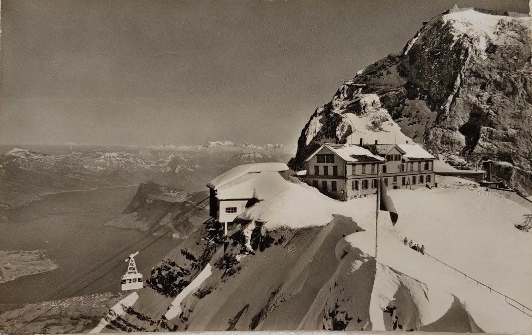 Ansichtskarten: PILATUS-KULM - Lufseilbahn - 1957 – Gebraucht aus Delémont von Domdom1