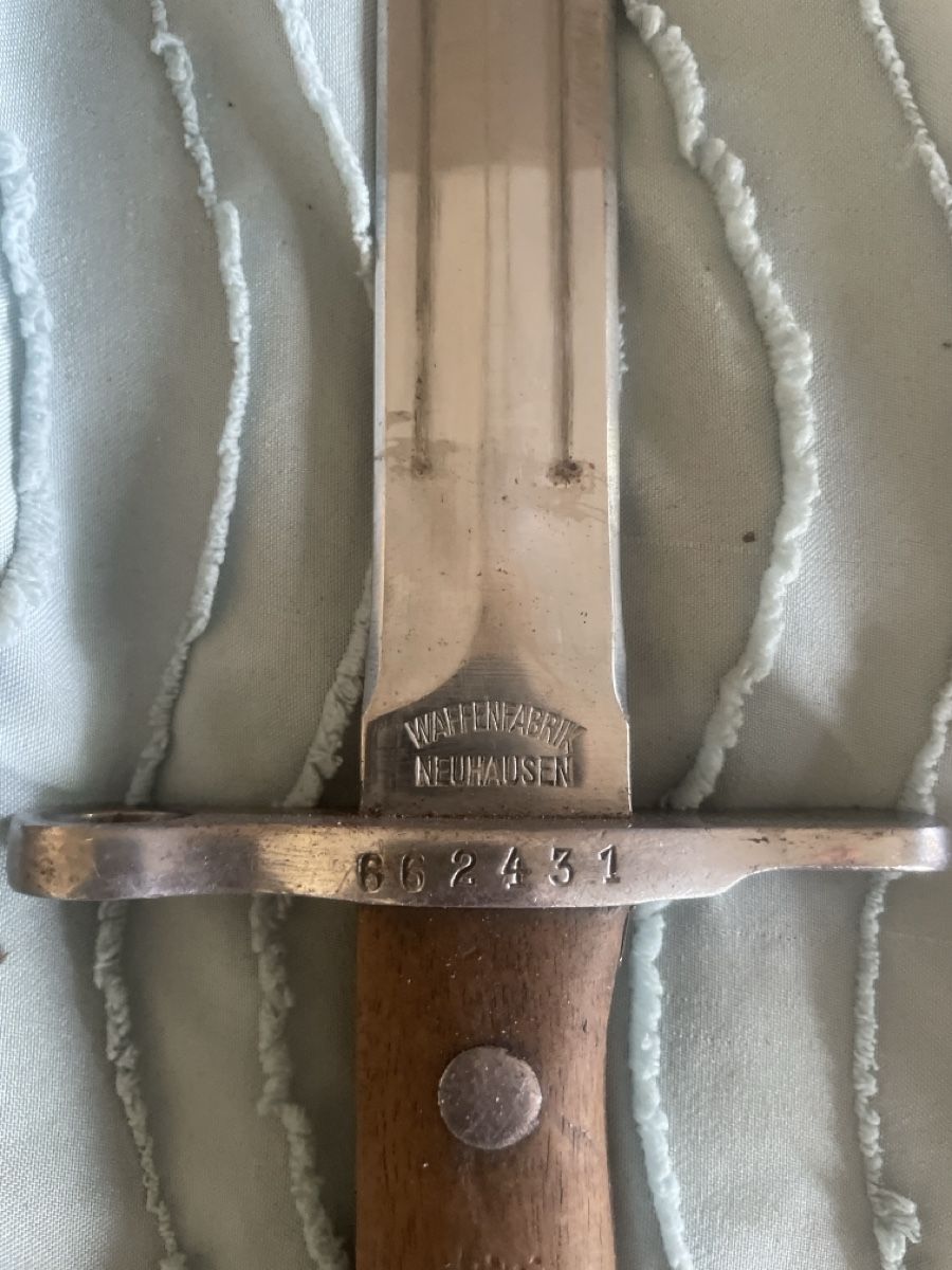 Schweizer Armee Stichwaffen: Baïonnette avec fourreau Marque WEYERSBERG Solingen – Gebraucht aus Meyrin von jul_km5p 2
